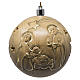 Carved Nativity scene bauble in patinated wood Valgardena Gold 9 cm lighted s1