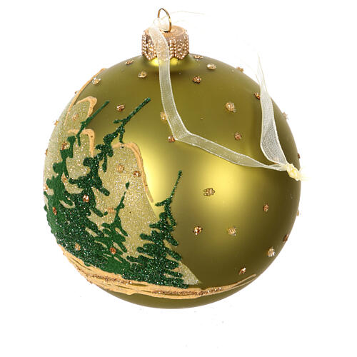 Bola árvore de Natal rena paisagem vidro decorado 10 cm 6
