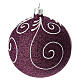 Iridescent purple Christmas bauble with white blown glass decoration 100 mm s3