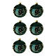 Set of 6 Christmas baubles green gold contrasting shiny matt blown glass 80 mm s2