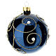 6 Christmas tree balls of blown glass, blue with gold ornaments and beads, 3 in s4