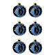 Boules de Noël 6 pcs verre soufflé bleu motifs or perles 80 mm s1