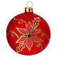 Weihnachtskugel, mundgeblasen, rot matt und semitransparent mit goldenen Blumenmotiven, Ø 80 mm s1