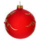 Weihnachtskugel, mundgeblasen, rot matt und semitransparent mit goldenen Blumenmotiven, Ø 80 mm s2