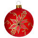 Weihnachtskugel, mundgeblasen, rot matt und semitransparent mit goldenen Blumenmotiven, Ø 80 mm s3