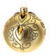 Opaque golden Christmas ball with orange stones, blown glass, 80 mm s1