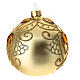 Opaque golden Christmas ball with orange stones, blown glass, 80 mm s3