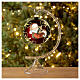 Bola vidro soprado Pai Natal decoupage 100 mm padrão ouro fundo vermelho opaco s3