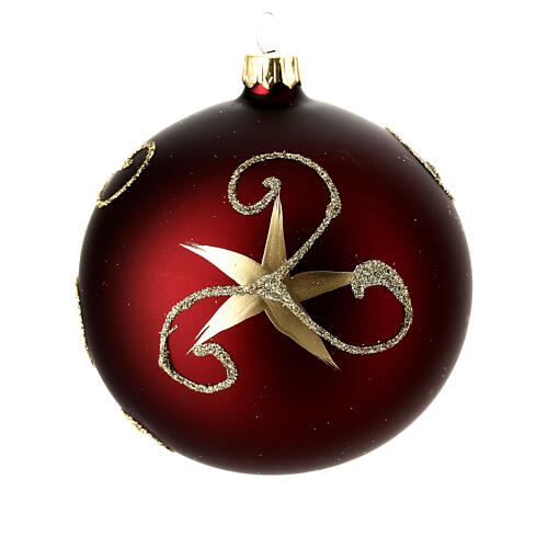 Santa Claus decoupage blown glass bauble 100 mm with opaque red decorations 8