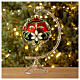 Boule Noël rouge mat fleurs or vert foncé verre soufflé 100 mm s2