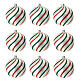 Set of 9 Christmas balls, white red and green blown glass, 100 mm s1