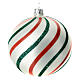 Set of 9 Christmas balls, white red and green blown glass, 100 mm s4