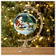 Blue Christmas ball with Santa and a fawn, blown glass, 120 mm s3