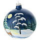 Blue Christmas ball with Santa and a fawn, blown glass, 120 mm s5