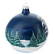 Boule Père Noël chevreuil verre soufflé bleu 120 mm s4