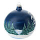 Bola Pai Natal com corço vidro soprado azul 120 mm s7