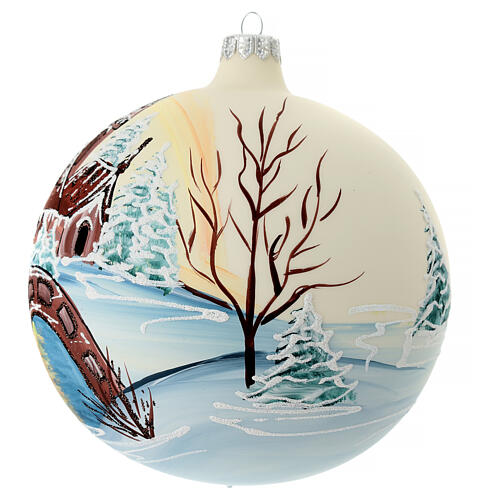 Christmas ball of painted blown glass, castle with bridge, 150 mm 3