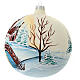 Pallina Natale castello ponticello vetro soffiato dipinto 150 mm s3