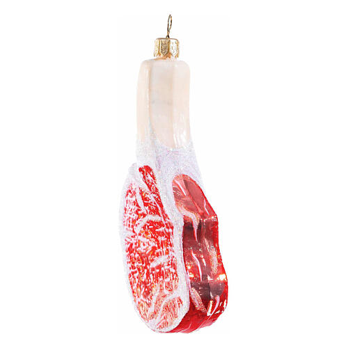 Tomahawk Steak, Weihnachtsbaumschmuck aus mundgeblasenem Glas, 12 cm Höhe 4