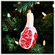 Tomahawk steak, Christmas tree ornament, blown glass, h 5 in s2