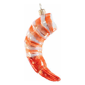 Prawn, Christmas tree ornament, blown glass, h 3.5 in