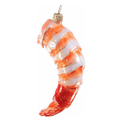 Prawn, Christmas tree ornament, blown glass, h 3.5 in 4