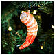 Prawn, Christmas tree ornament, blown glass, h 3.5 in s2