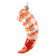 Prawn, Christmas tree ornament, blown glass, h 3.5 in s4