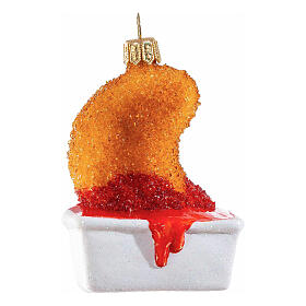 Chicken nugget, Christmas tree ornament, blown glass, h 3 in