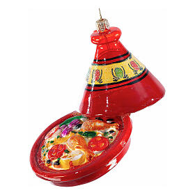 Moroccan tajine, Christmas tree ornament, blown glass, h 5 in