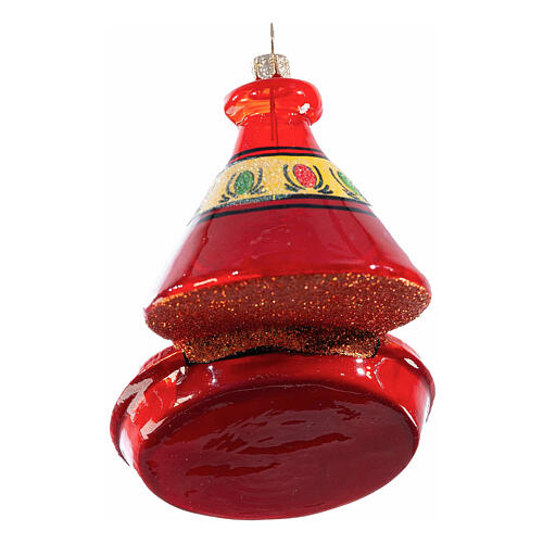 Moroccan tajine, Christmas tree ornament, blown glass, h 5 in 4