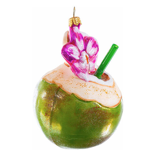 Decoro vetro soffiato albero Natale cocco appena tagliato altezza 10 cm 4
