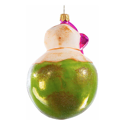 Freshly cut coconut Christmas tree blown glass ornament, height 10 cm 5