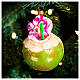 Freshly cut coconut Christmas tree blown glass ornament, height 10 cm s2