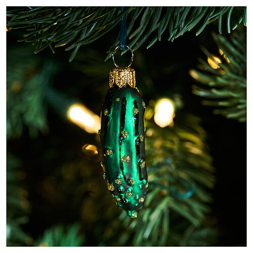 Gewürzgurken aus mundgeblasenem Glas, Weihnachtsbaumschmuck, 9 St., Höhe 5 cm 2