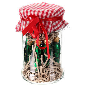 Set 9 cetriolini sottaceto addobbo Natale vetro soffiato 5 cm