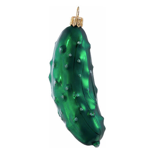 Blown glass Christmas tree cucumber ornament, height 10 cm 1