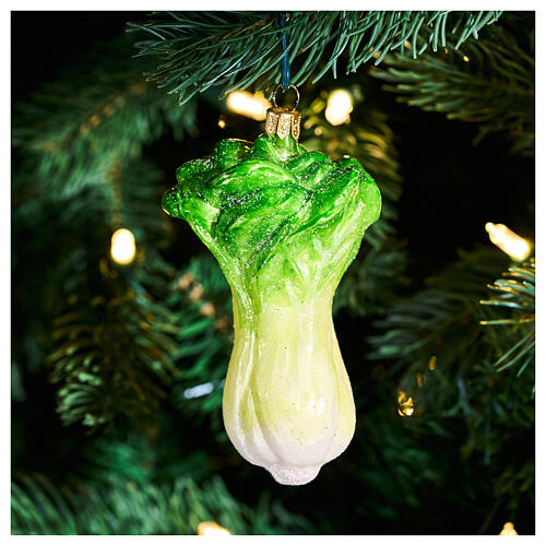 Chinese cabbage blown glass Christmas ornament, height 10 cm 2