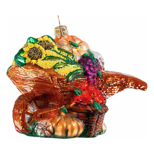 Harvested wheelbarrow blown glass Christmas ornament, height 12 cm 3