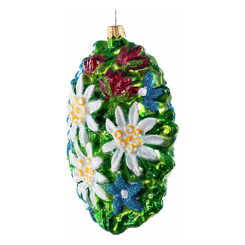 Edelweiss, blown glass Christmas decoration, 4.5 in 3