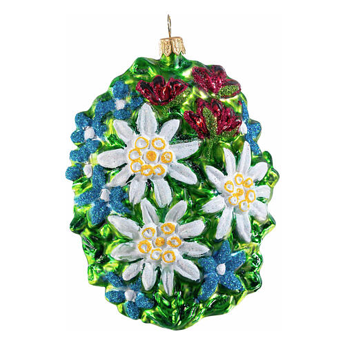 Edelweiss, blown glass Christmas decoration, 4.5 in 5