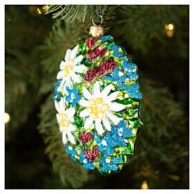 Edelweiss décoration verre soufflé sapin Noël h 12 cm