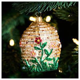 Alveare addobbo vetro soffiato albero Natale altezza 8 cm