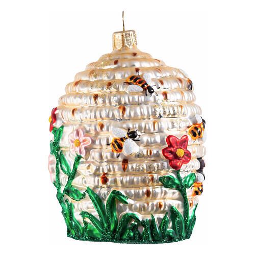 Alveare addobbo vetro soffiato albero Natale altezza 8 cm 3