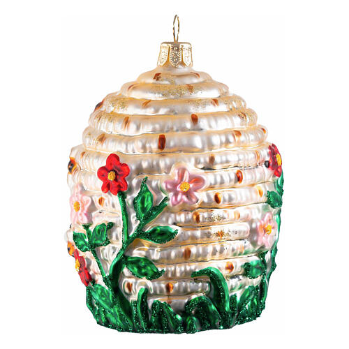 Beehive blown glass Christmas tree ornament, height 8 cm 4