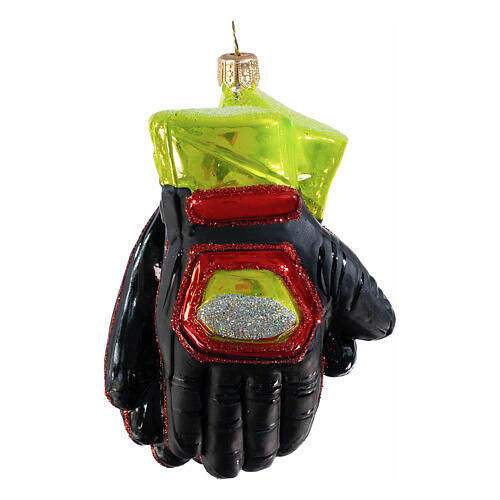 Ski gloves blown glass Christmas ornament, height 10 cm 1