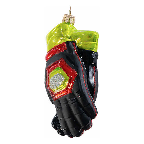 Ski gloves blown glass Christmas ornament, height 10 cm 3