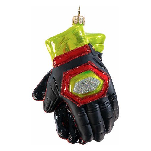 Ski gloves blown glass Christmas ornament, height 10 cm 5