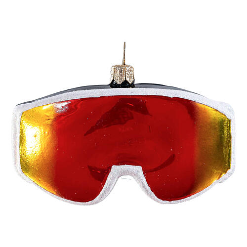 Skibrille aus mundgeblasenem Glas, Weihnachtsbaumschmuck, Höhe 9 cm 1