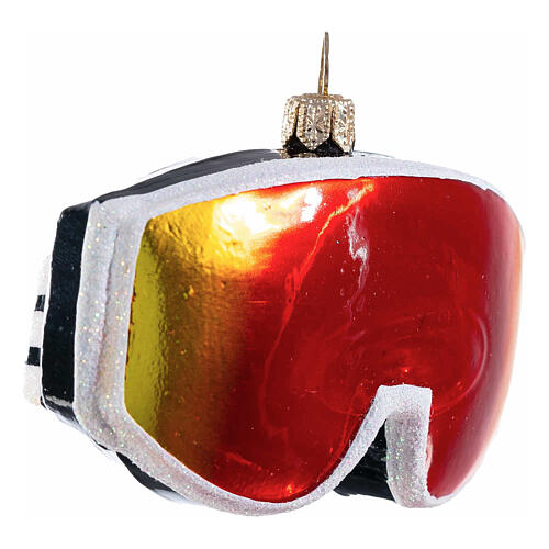 Ski goggles, blown glass Christmas decoration, 3.5 in 4